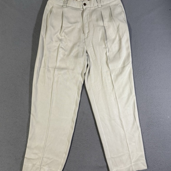 Tommy Bahama Other - Tommy Bahama Men's‎ 100% Silk Pants 36 x 30 Khaki Beige Pleated Front High Rise